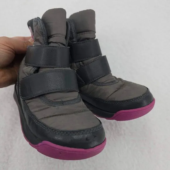 Sorel Whitney II Strap Unisex Kids Quarry Grill Gray Pink Snow Boots 13
