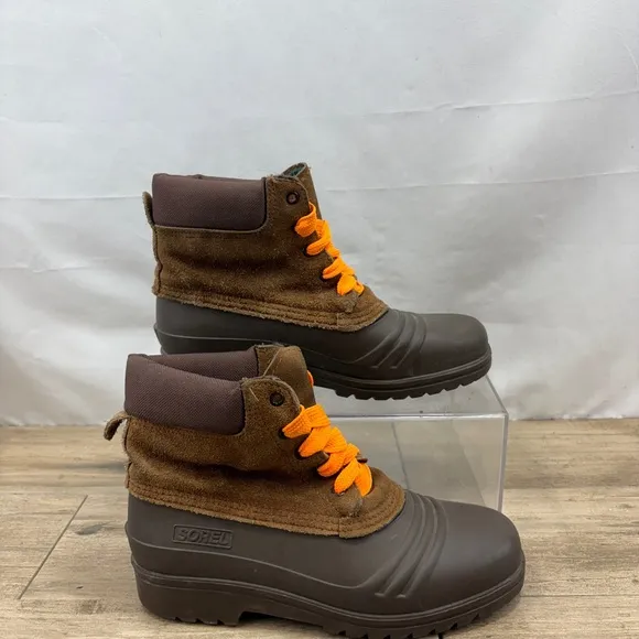 Sorel Winter Snow Rubber Leather Duck Boots Felt Lining Lace Up Mens Size 8