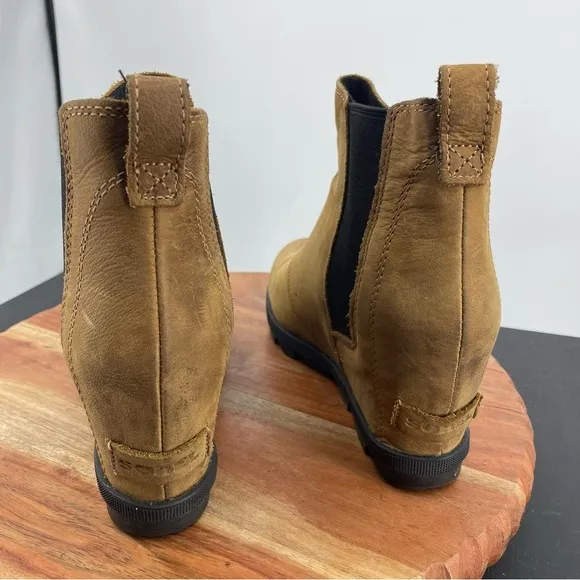 Sorel Women Joan Of Arctic Wedge II Chelsea Boots Elk NL3493-286 Sz 7