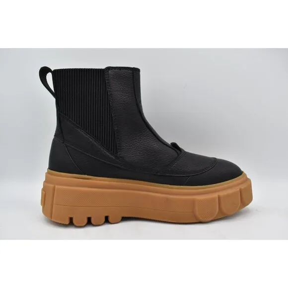 Sorel Women Size 7 Caribou X Black Leather Gum Waterproof Platform Chelsea Boots