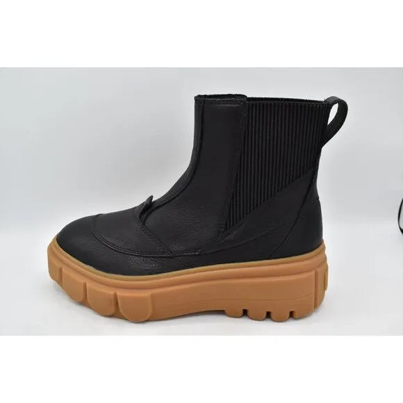 Sorel Women Size 7 Caribou X Black Leather Gum Waterproof Platform Chelsea Boots