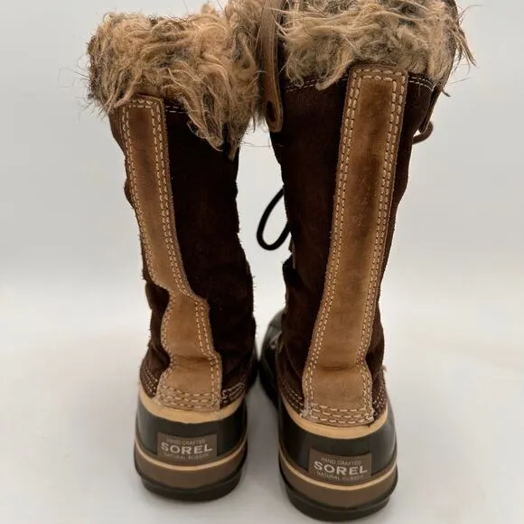 Sorel Women's Brown Leather Joan of Arctic Waterproof Snow Boots Size 5