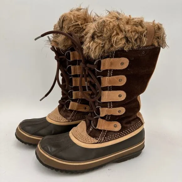Sorel Women's Brown Leather Joan of Arctic Waterproof Snow Boots Size 5