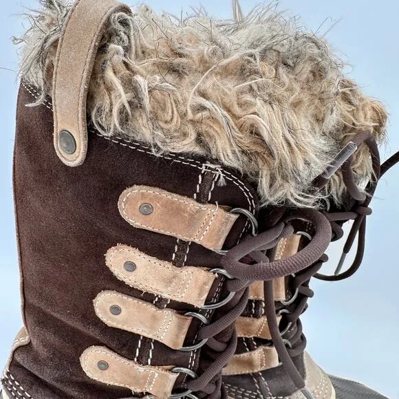 Sorel Women's Brown Leather Joan of Arctic Waterproof Snow Boots Size 5