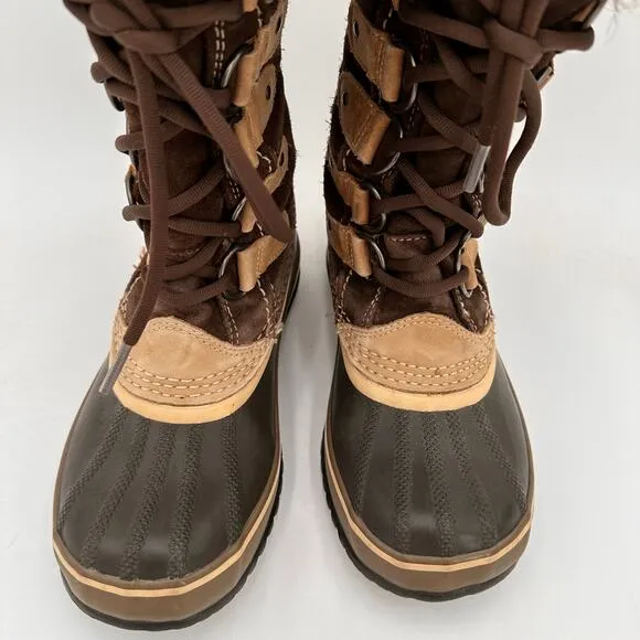 Sorel Women's Brown Leather Joan of Arctic Waterproof Snow Boots Size 5