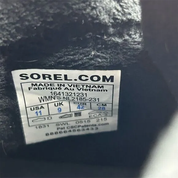 Sorel Women's Brown Tweed Herringbone Fleece Lined Lace Up Snow Boots Size 11