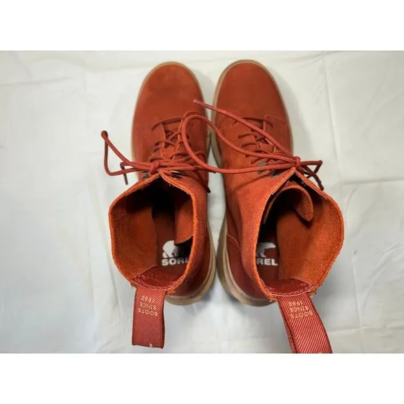 Sorel Women's Hi-Line Suede Heel Lace Boot Warp Red/Tawny Buff Size 9