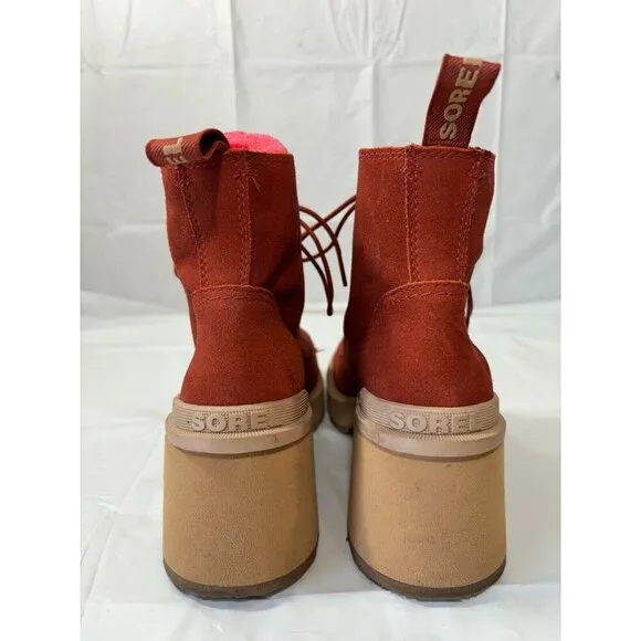 Sorel Women's Hi-Line Suede Heel Lace Boot Warp Red/Tawny Buff Size 9