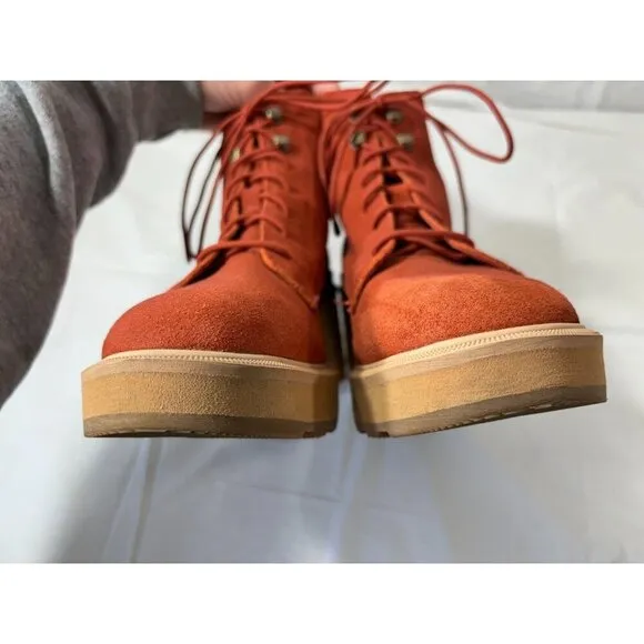 Sorel Women's Hi-Line Suede Heel Lace Boot Warp Red/Tawny Buff Size 9