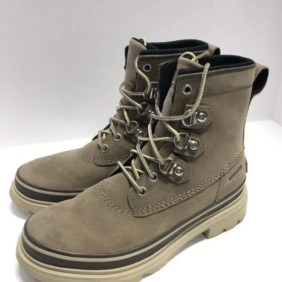 Sorel Women’s Lennox Street, Taupe Lace-Up Boots, Size 8M