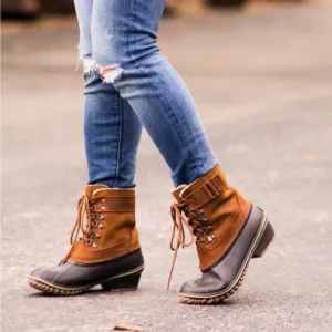 Sorel Women's NL2125 Brown Leather Fancy Lace II Winter Snow Boots Size 7.5
