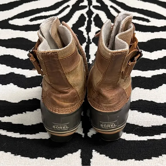 Sorel Women's NL2125 Brown Leather Fancy Lace II Winter Snow Boots Size 7.5