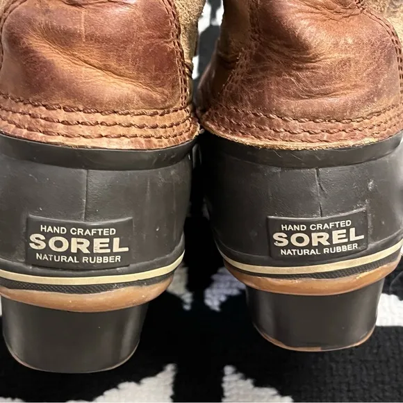 Sorel Women's NL2125 Brown Leather Fancy Lace II Winter Snow Boots Size 7.5