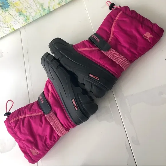 SOREL Women’s Pink Black Winter Snow Boots Waterproof Size 5