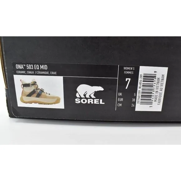 Sorel Womens Size 7 ONA 503 EQ Ceramic Chalk Mid Sneakers Boots Shoes