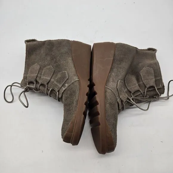 SOREL Women’s Toronto Boots Size 7.5 Suede leather Lace Up Wedge gray brown