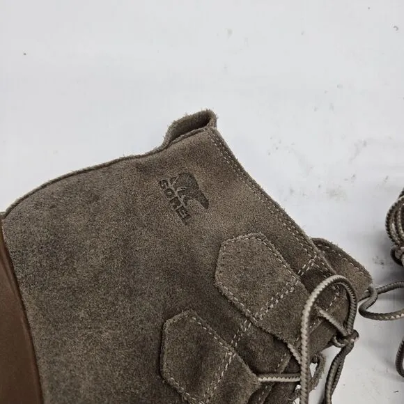 SOREL Women’s Toronto Boots Size 7.5 Suede leather Lace Up Wedge gray brown