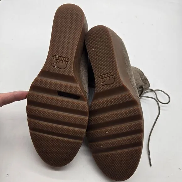 SOREL Women’s Toronto Boots Size 7.5 Suede leather Lace Up Wedge gray brown