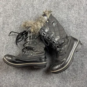 SOREL Women’s Waterproof Tofino II Rubber Snow Boots Black w/Fur size: 7