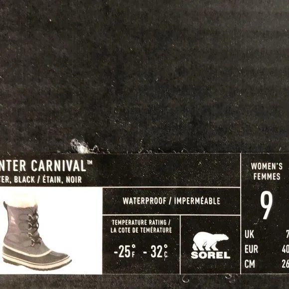 Sorel Women's Winter Carnival, Gray Waterproof Winter Snow Boots, Size 9M.