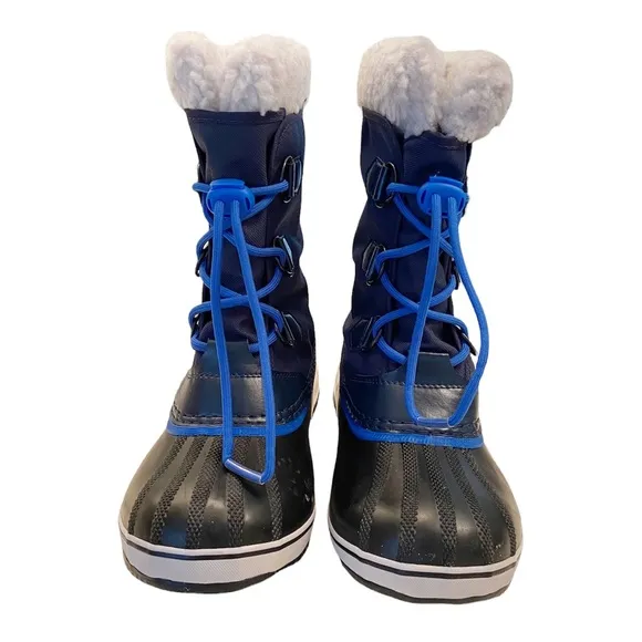 Sorel Yoot Pac Boots Woman in BLUE Nylon Snow Rubber Duck Winter Waterproof 6