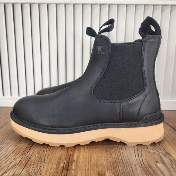 Sorel Hi-Line Chelsea Womens Size 8 Black Elk Waterproof Leather Ankle Boots