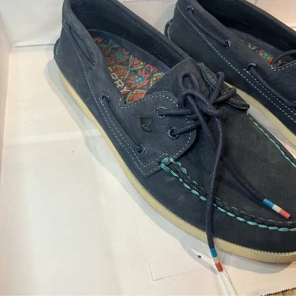 Sperry A/O 2 Playa Navy Aztec Slip On Boat Shoes Size 10.5
