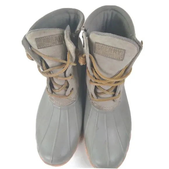 Sperry Saltwater Womens 8.5 M Waterproof Snow Duck Rubber Boots Gray STS…