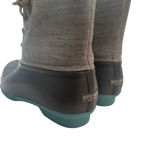 Sperry saltwater women’s grey aqua duck boots 10