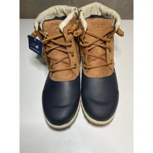 Sperry Women's Maritime Repel Thinsulate Tan/Navy Snow Boots STS82664‎ Size 5M