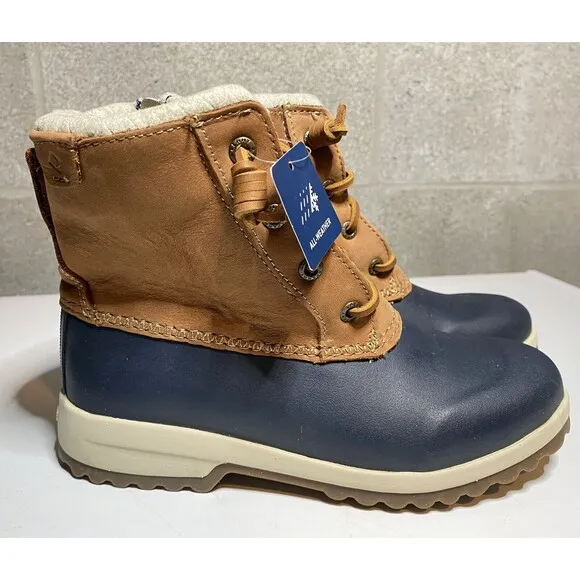 Sperry Women's Maritime Repel Thinsulate Tan/Navy Snow Boots STS82664‎ Size 5M