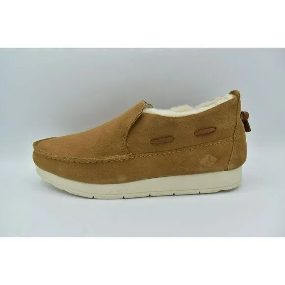 Sperry Mens Size 11.5 Moc Sider Lined Suede Slip On Tan Boots STS23726