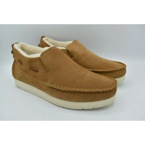 Sperry Mens Size 11.5 Moc Sider Lined Suede Slip On Tan Boots STS23726