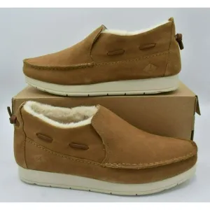 Sperry Mens Size 11.5 Moc Sider Lined Suede Slip On Tan Boots STS23726