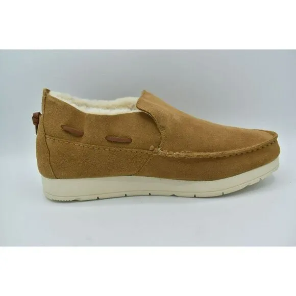 Sperry Mens Size 11.5 Moc Sider Lined Suede Slip On Tan Boots STS23726