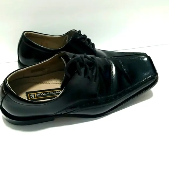 Stacy Adams Men's Black Leather Square Toe Lace Up Shoes Size 9M
