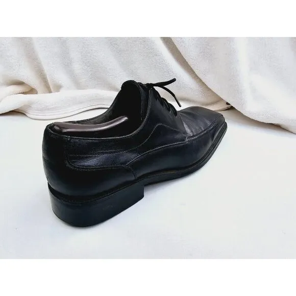Stacy Adams Size 11 Men's Black Leather Square Toe Low Lace Up Shoes