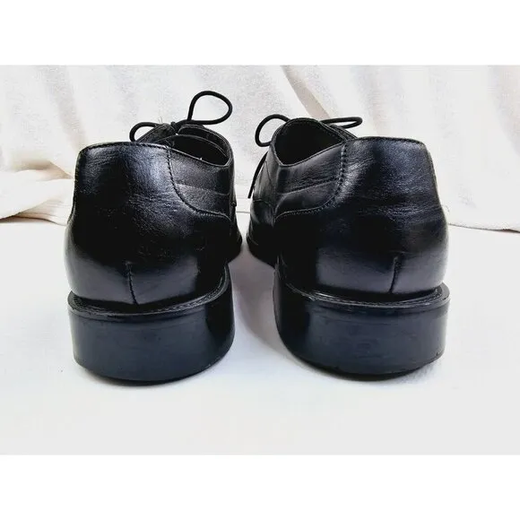 Stacy Adams Size 11 Men's Black Leather Square Toe Low Lace Up Shoes