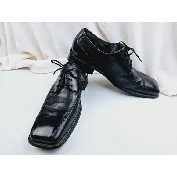 Stacy Adams Size 11 Men's Black Leather Square Toe Low Lace Up Shoes