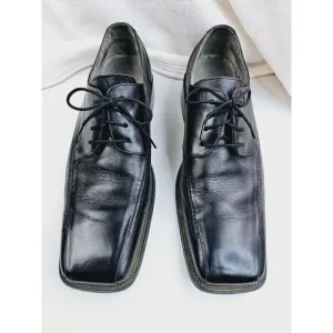 Stacy Adams Size 11 Men's Black Leather Square Toe Low Lace Up Shoes