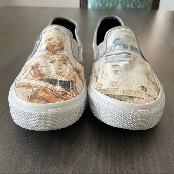 STAR WARS Sperry Shoes C3PO R2D2 Droid Cloud Slip On Shoes Men Size 9