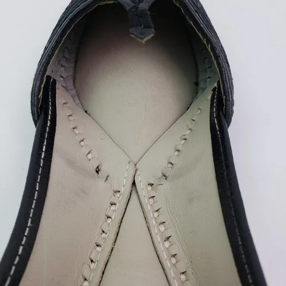 Step n Style Zari Khussa Mens Size 7 Black Leather Handmade Loafer Shoes