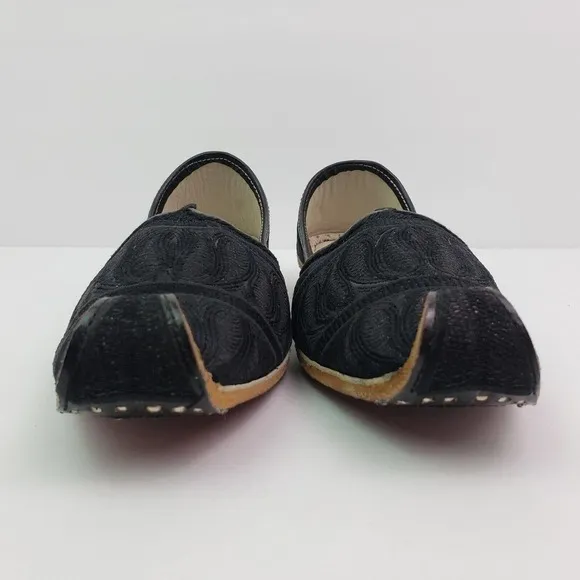 Step n Style Zari Khussa Mens Size 7 Black Leather Handmade Loafer Shoes