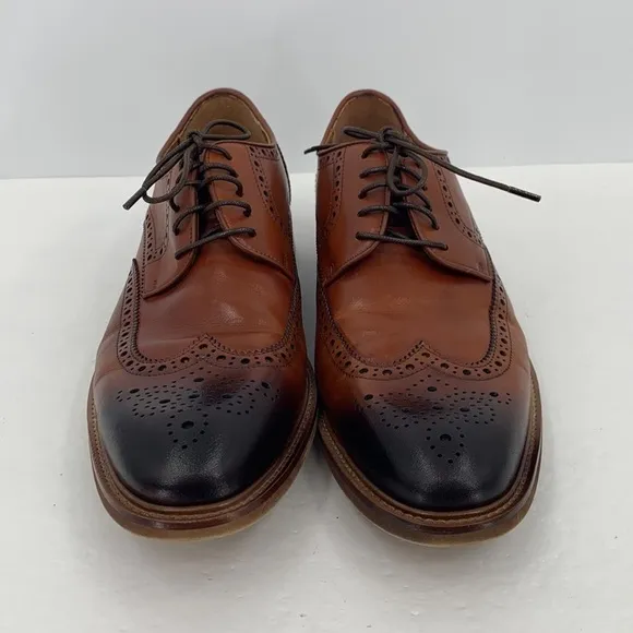 Steve Madden Hoxton wingtip derby shoe tie brown leather burnished oxford men 10