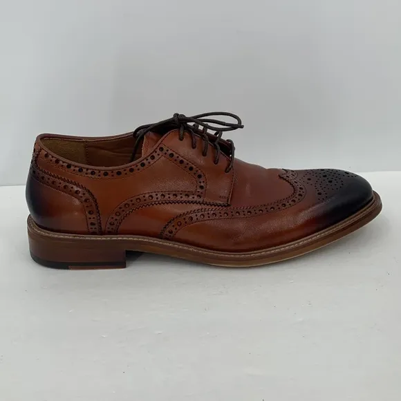 Steve Madden Hoxton wingtip derby shoe tie brown leather burnished oxford men 10
