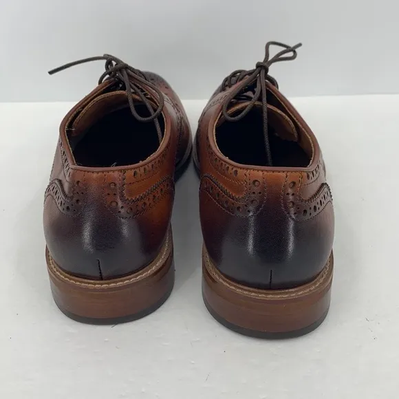 Steve Madden Hoxton wingtip derby shoe tie brown leather burnished oxford men 10