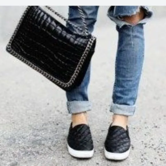 STEVE MADDEN Quilted Vegan Leather Slip On Casual Shoes