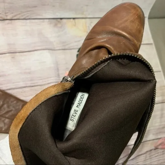 Steve Madden Saviorr Brown Leather Riding Boots