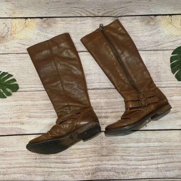 Steve Madden Saviorr Brown Leather Riding Boots