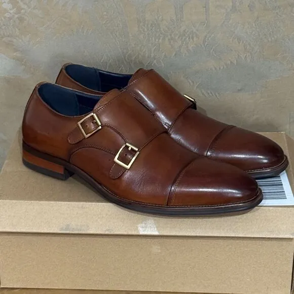 Steve Madden Tilly Brown Leather Double Monk Strap Loafer Dress Shoes 9 M NWB